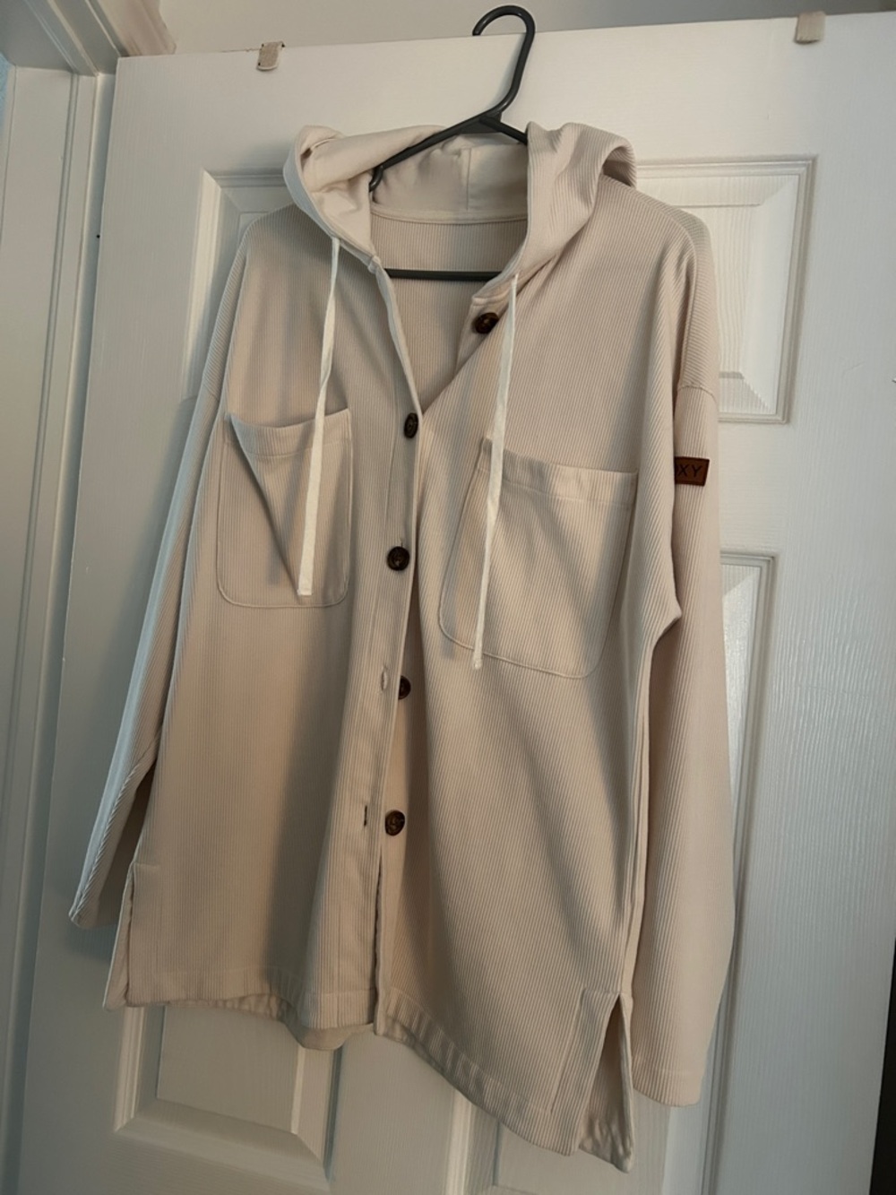 Roxy Cream Ribbed Hoodie/Jacket